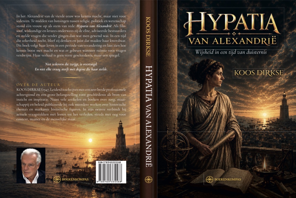 Hypatia van Alexandrië – achterkant, rug en voorkant
