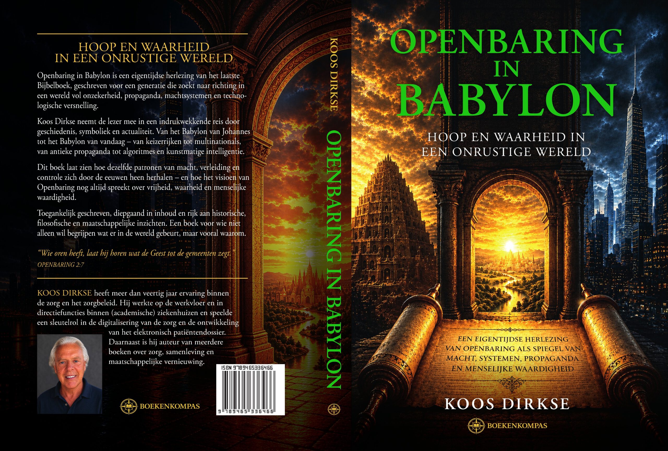 Openbaring in Babylon – achterkant, rug en voorkant